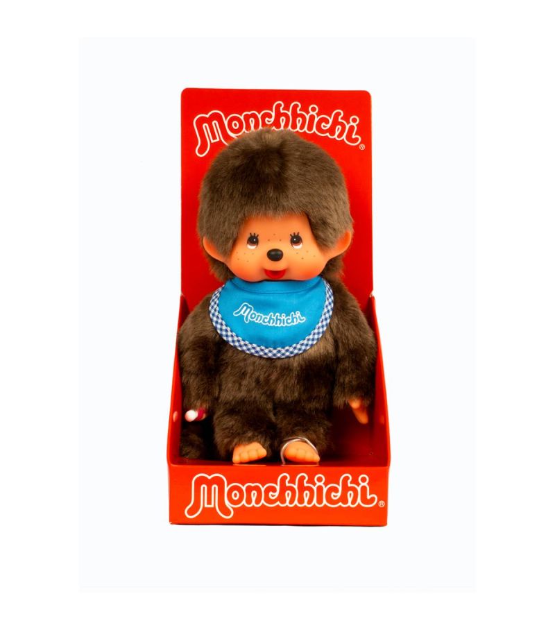 Bandai Monchhichi Classic Blue Bib Boy 16.5cm Plush Soft Toy