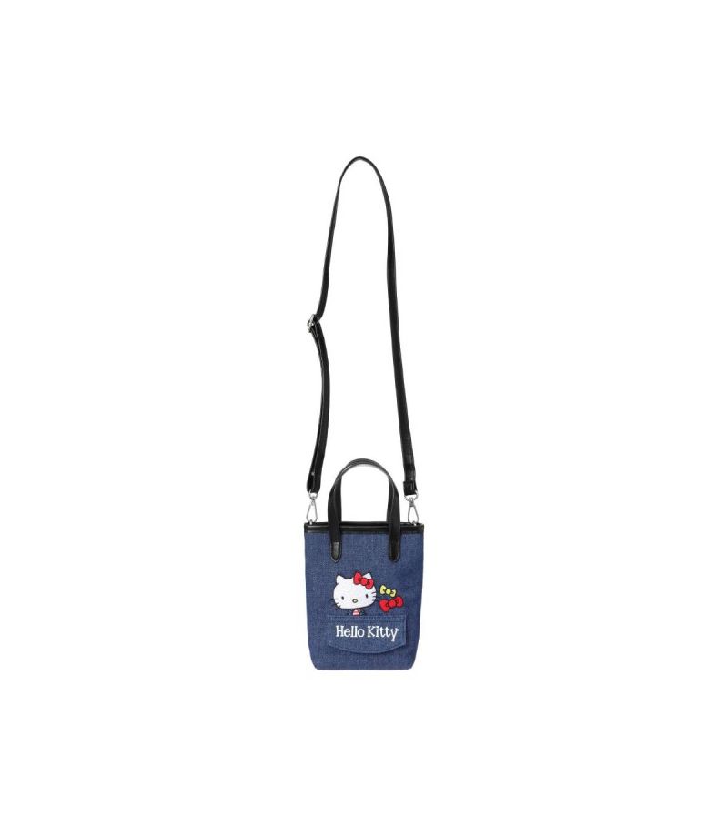 Sanrio Hello Kitty & Friends Denim Collection Embroidered Handheld Crossbody Tote Bag