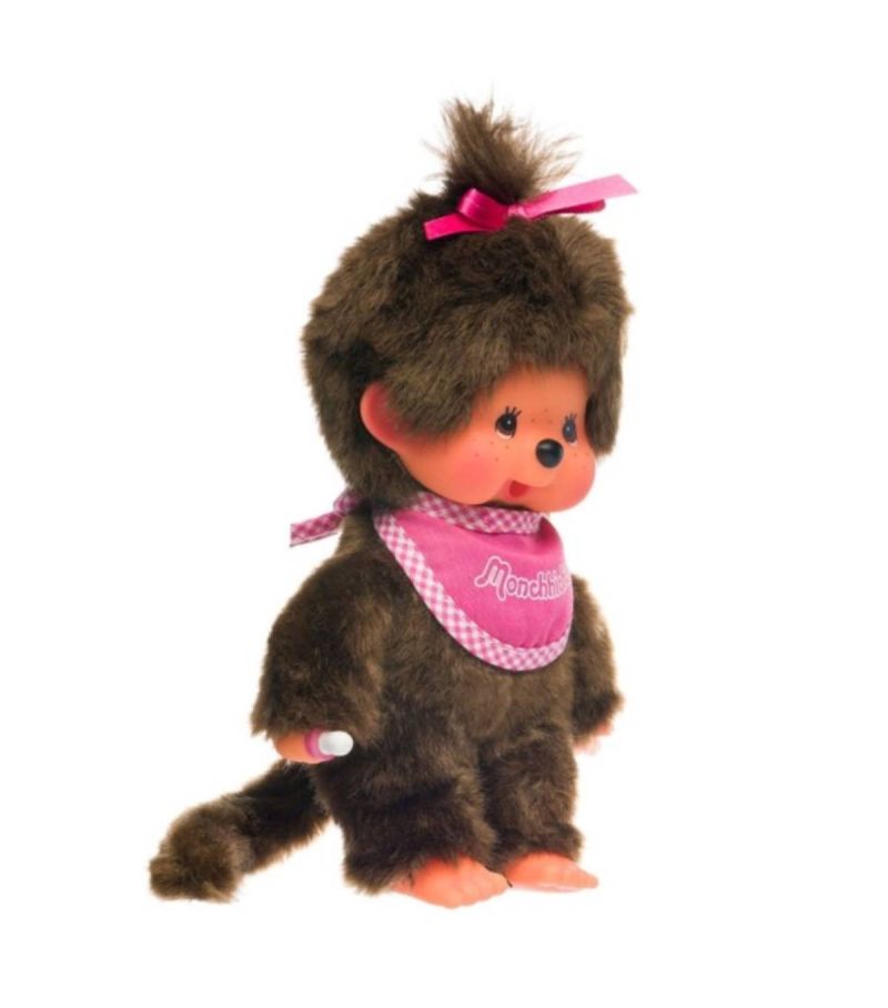 Bandai Monchhichi Classic Pink Bib Girl 16.5cm Plush Soft Toy 
