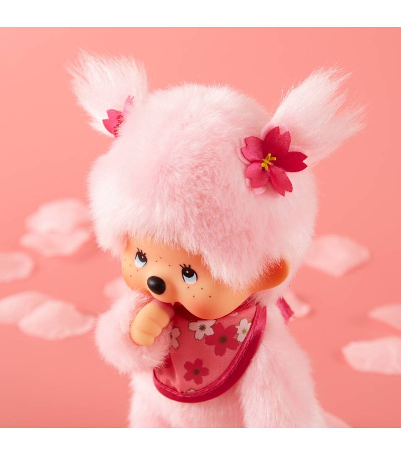 Bandai Monchhichi Sakura Cherry Blossom Girl 16.5cm Plush Soft Toy