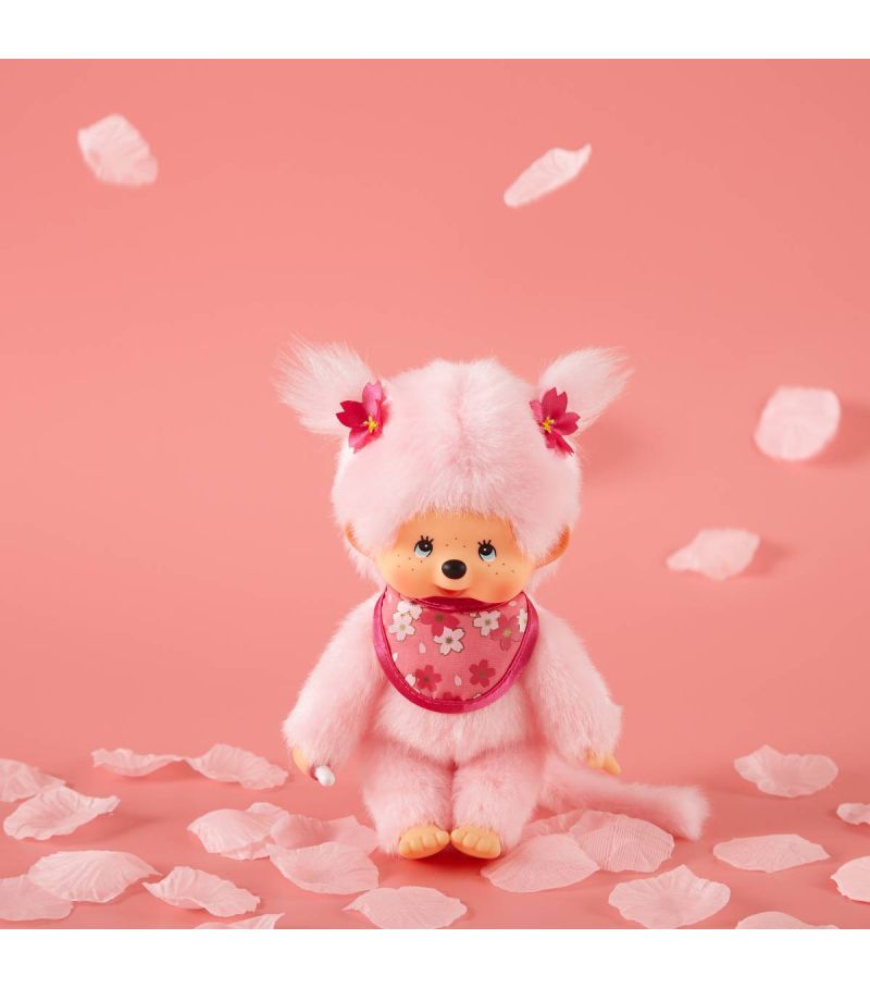 Bandai Monchhichi Sakura Cherry Blossom Girl 16.5cm Plush Soft Toy