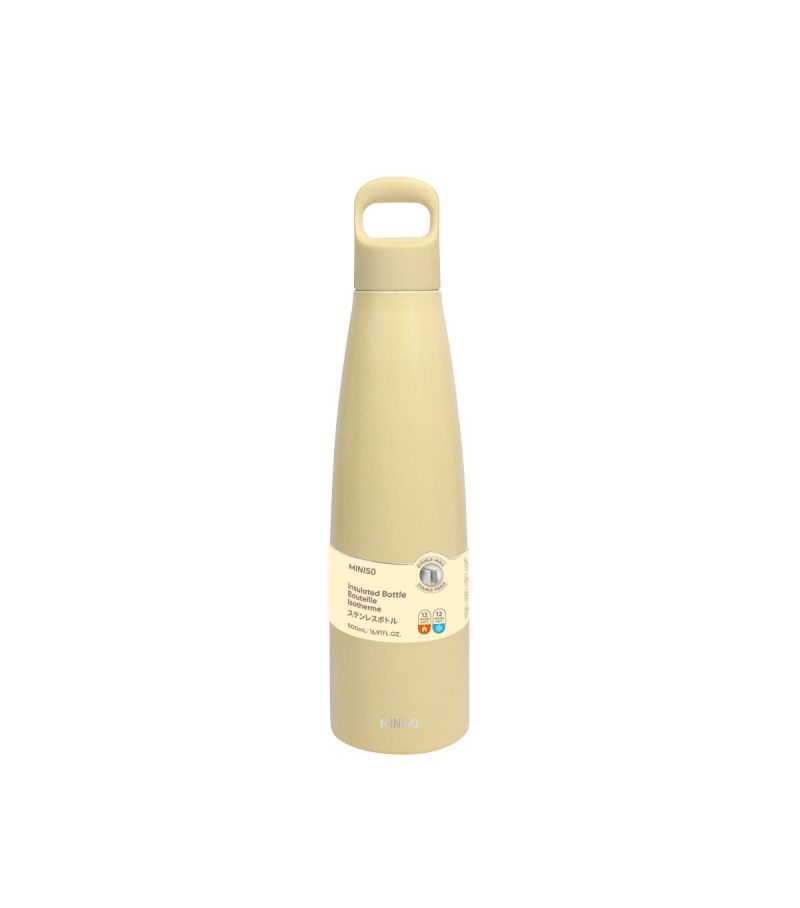 MINISO Colorful Series Yellow Double Walled Insulated Water Bottle 500ml