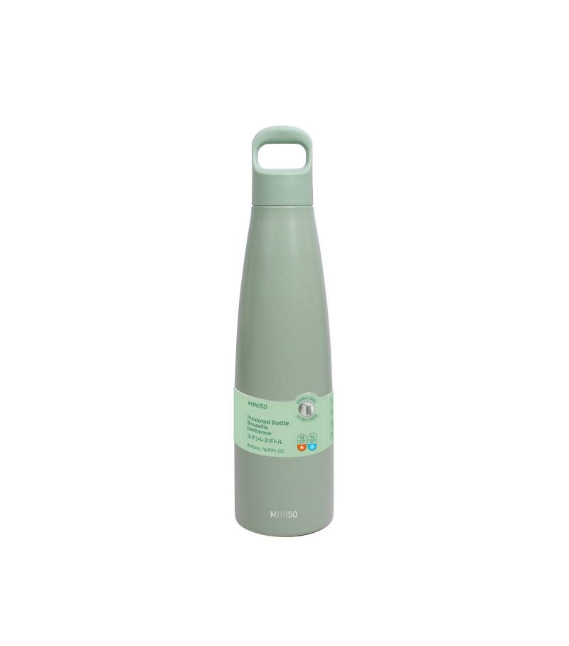 MINISO Colorful Series Green Double Walled Insulated Water Bottle 500ml