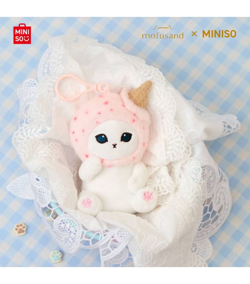 Mofusand Ice Cream Collection Pink Hat Plush Pendant