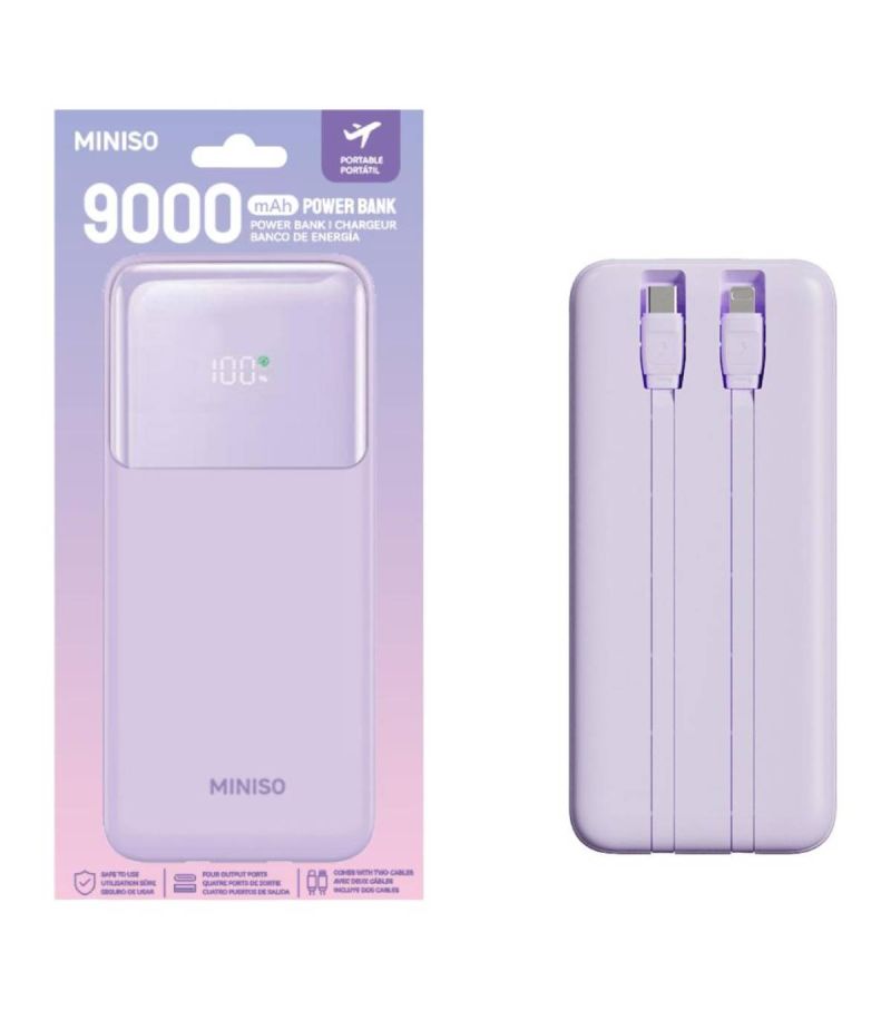 9000mAh Purple Built in Dual Cable Power Bank Model: C103