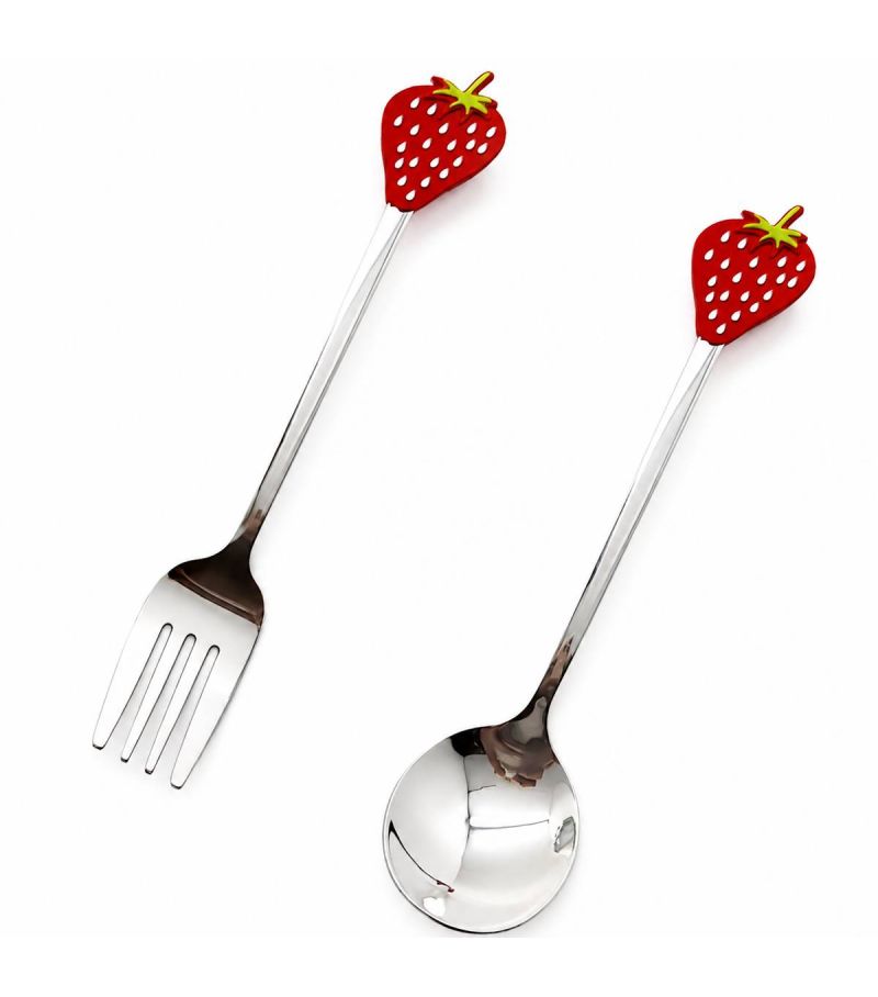 MINISO Strawberry Series Stainless Steel Fork & Spoon Cutlery Set
