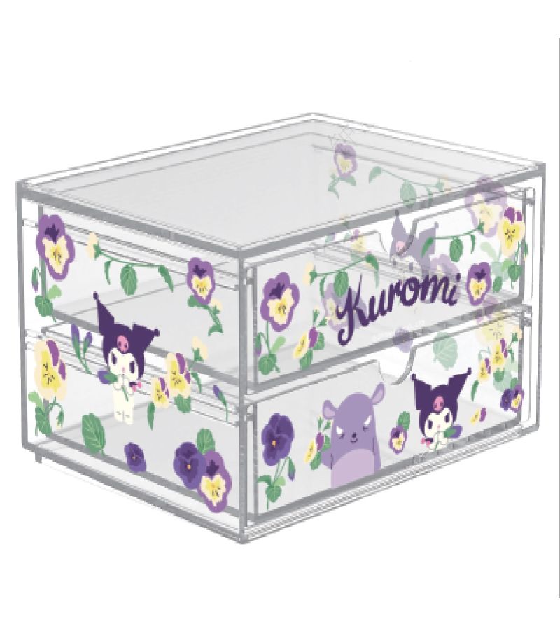 Sanrio Hello Kitty & Friends Kuromi Flower 2 Drawer Makeup Organiser