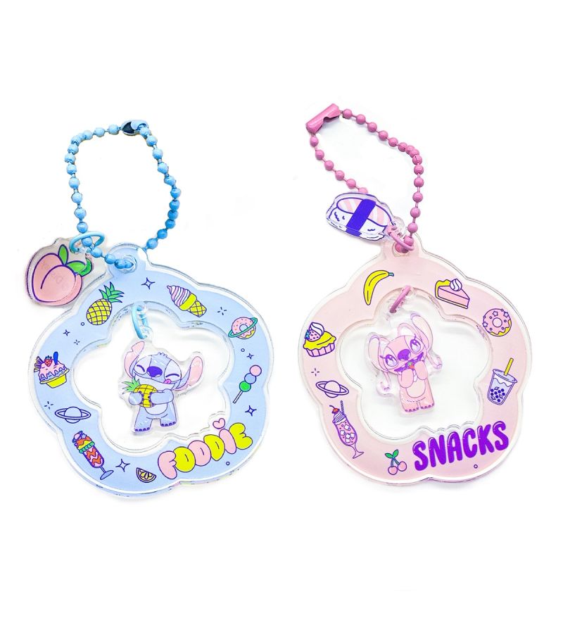 Disney Stitch Dinner Party Flower Shaped Keychain (Assorted Characters)