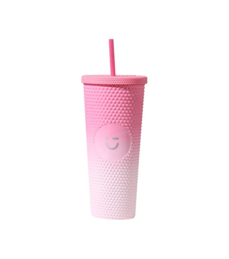 MINISO Sweet Funk Studded Plastic Tumbler & Straw 700ml