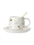 Marble Cup & Saucer - White 