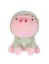 Sitting Piglet Plush Toy with Dinosaur Hoodie